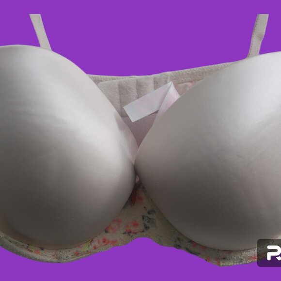 PINK Victoria's Secret pink flirt push-up bra floral lace in white and pink 36D - Picture 2 of 7